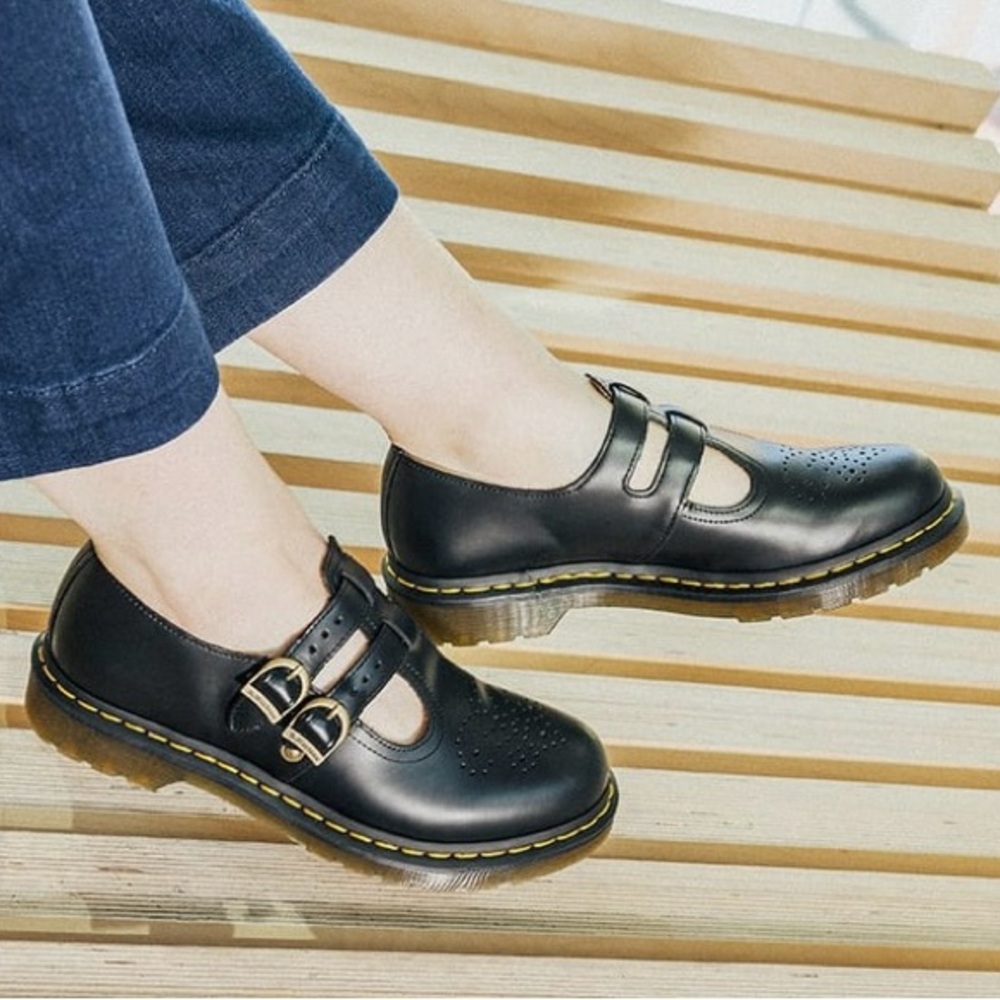 Dr. Marten Mary Jane Black Leather Shoes Size US 8